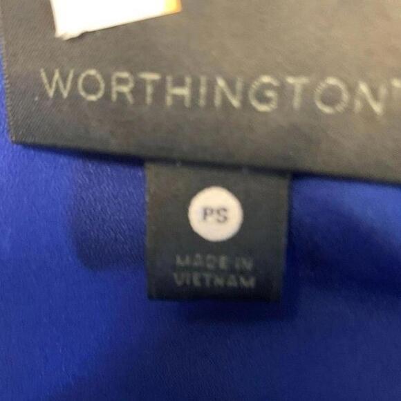 Worthington Sheer Button Down Long Sleeve Collared Work Office Blue Blouse Sz PS - Picture 4 of 5